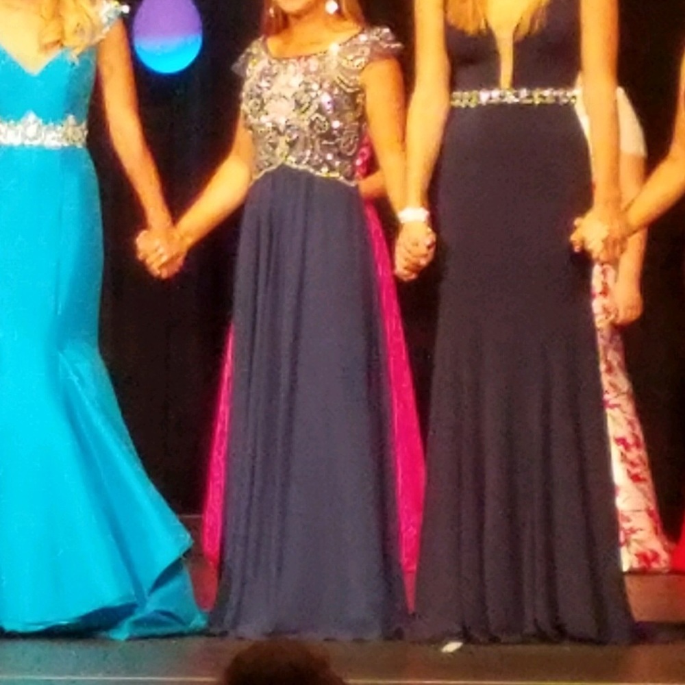 Navy and silver dress